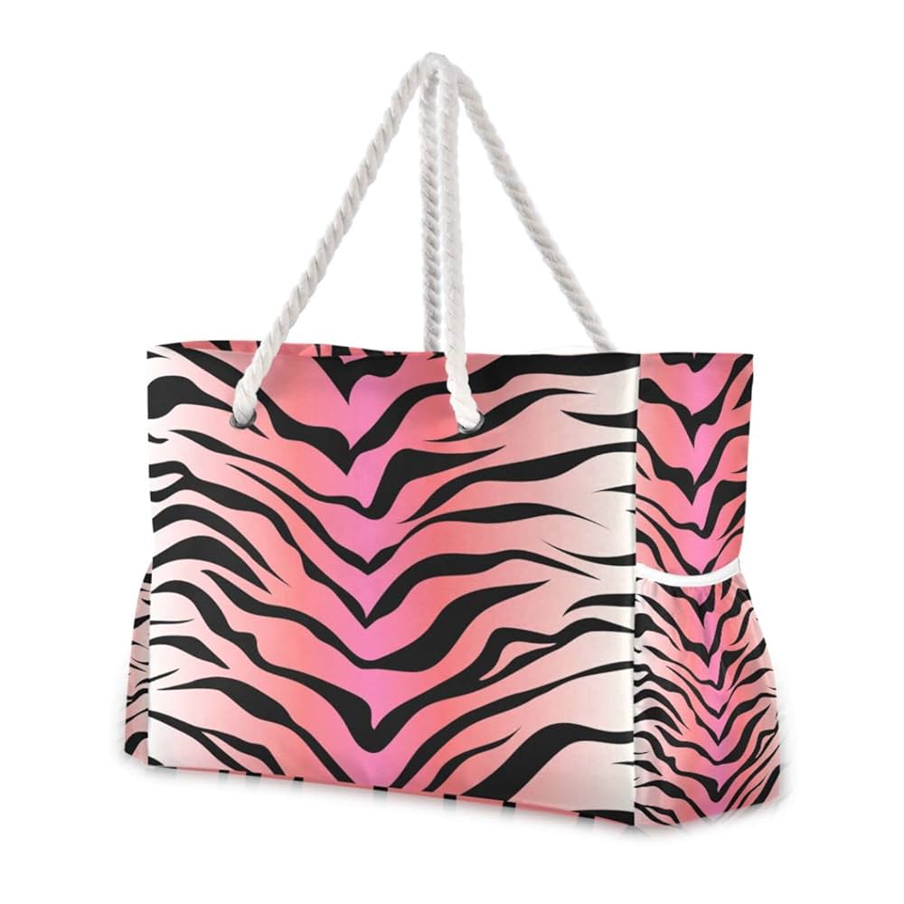 トートバッグ 虎 ピンク ブロックプリント タイガー トートバッグ トートバッグ 虎 ピンク ブロックプリント タイガー トートバッグ